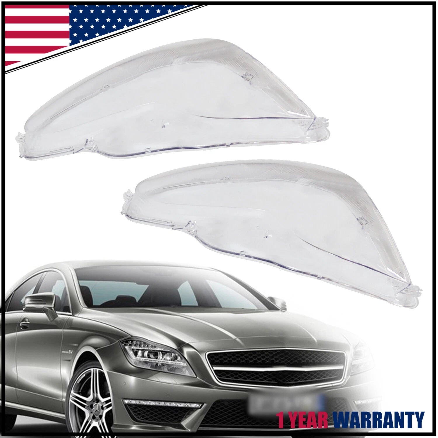 Headlight Lens Cover for Mercedes W219 CLS350 CLS500 CLS550 (2006–2011)
