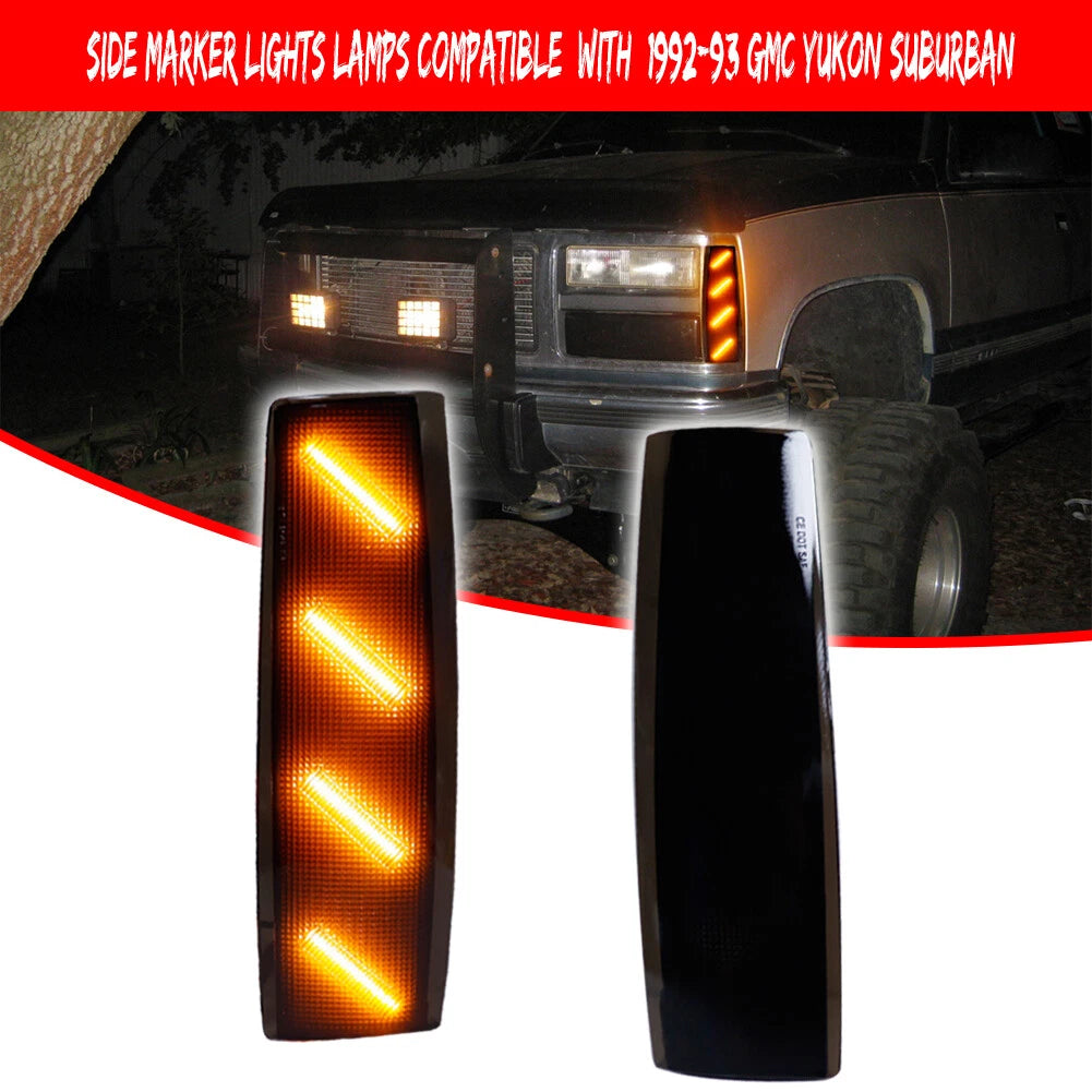 Smoked Amber LED Front Side Marker Lights for GMC C1500 C2500 C3500 (1988–1993)