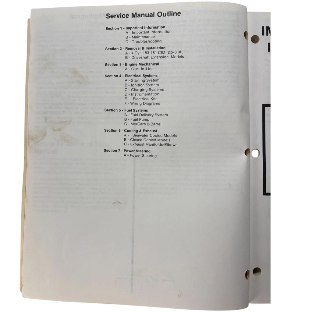 Service Manual #10 for MerCruiser GM 4 Cylinder (1994) 90-14693--1
