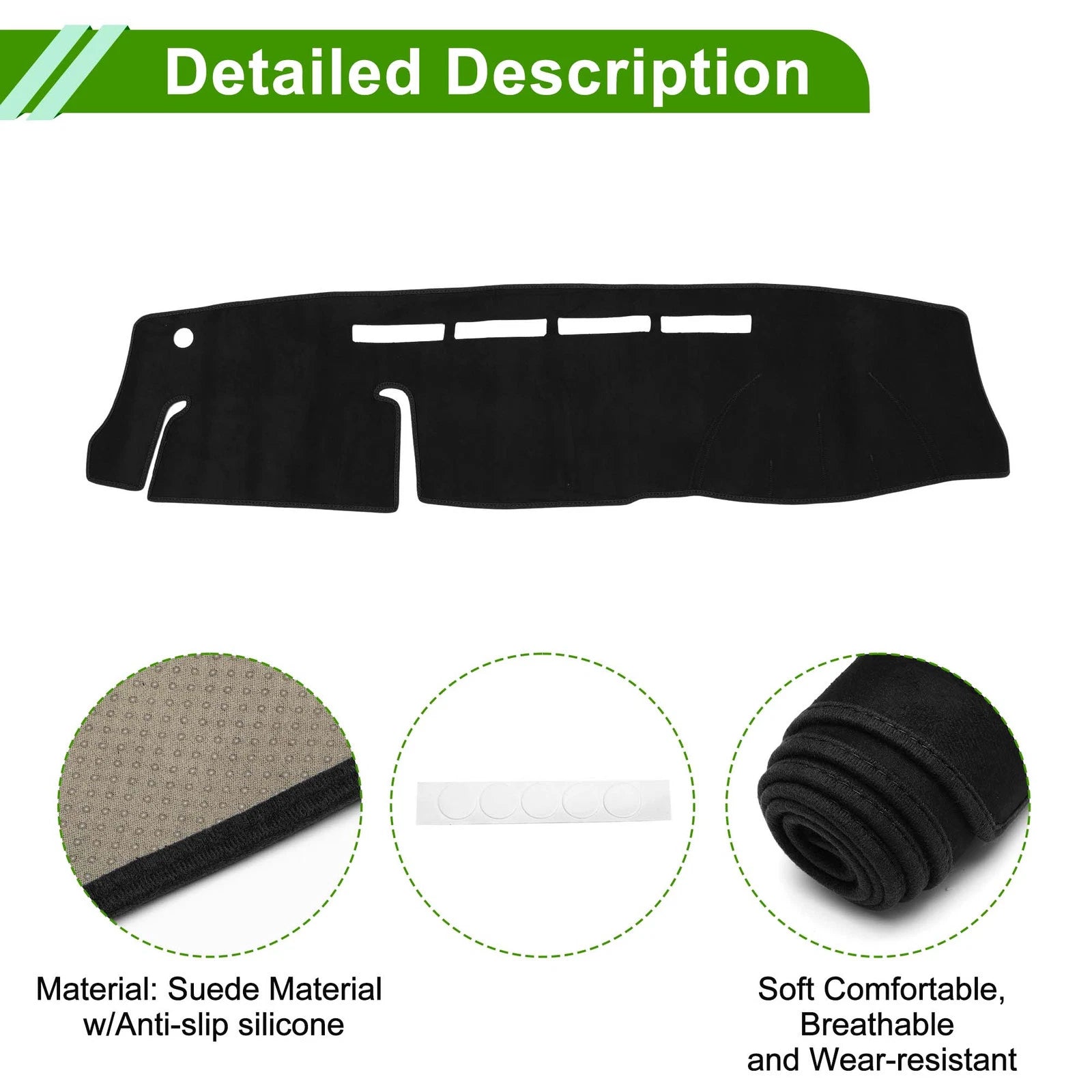 Dashboard Cover Mat for Toyota Hiace 200 (2004) - Sun Protector Pad Black