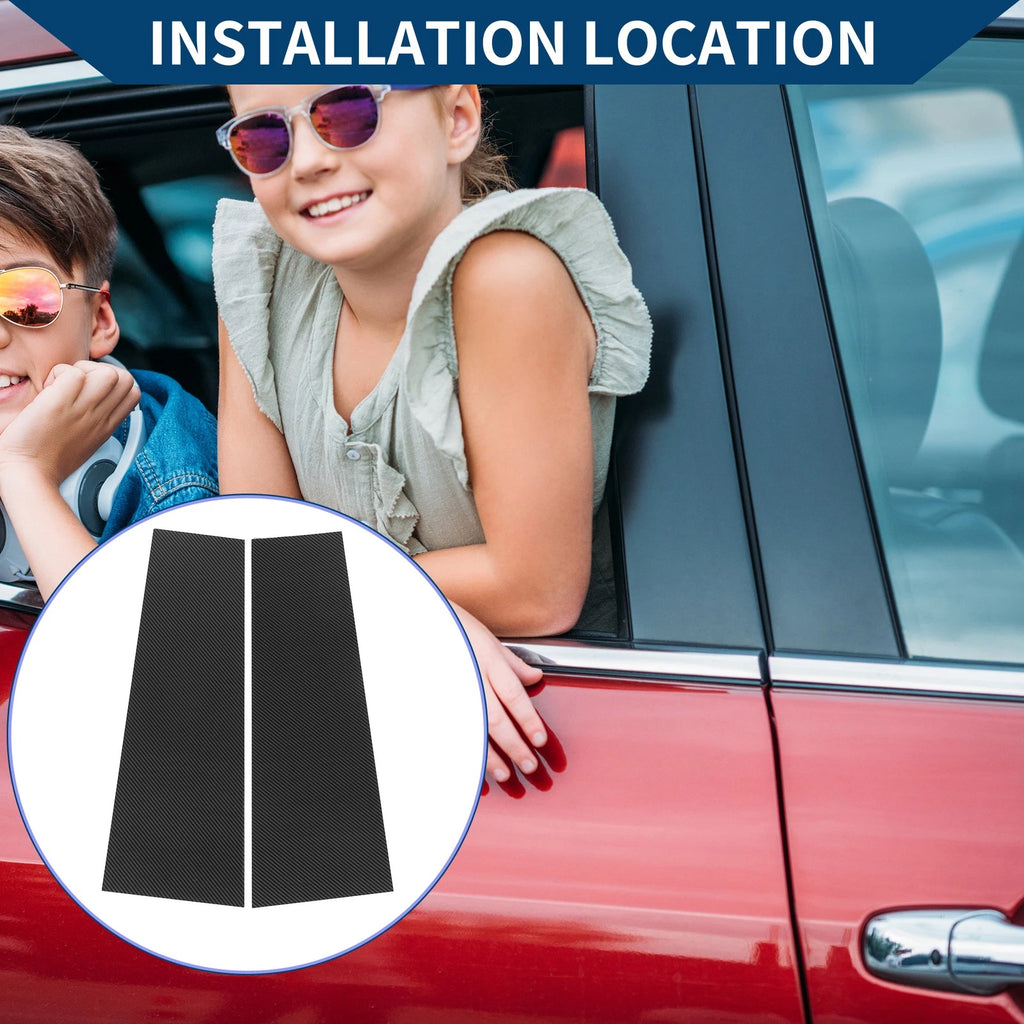 2pcs Car Pillar Window Trim for Ford Bronco (2021–2022) Black Carbon Fiber