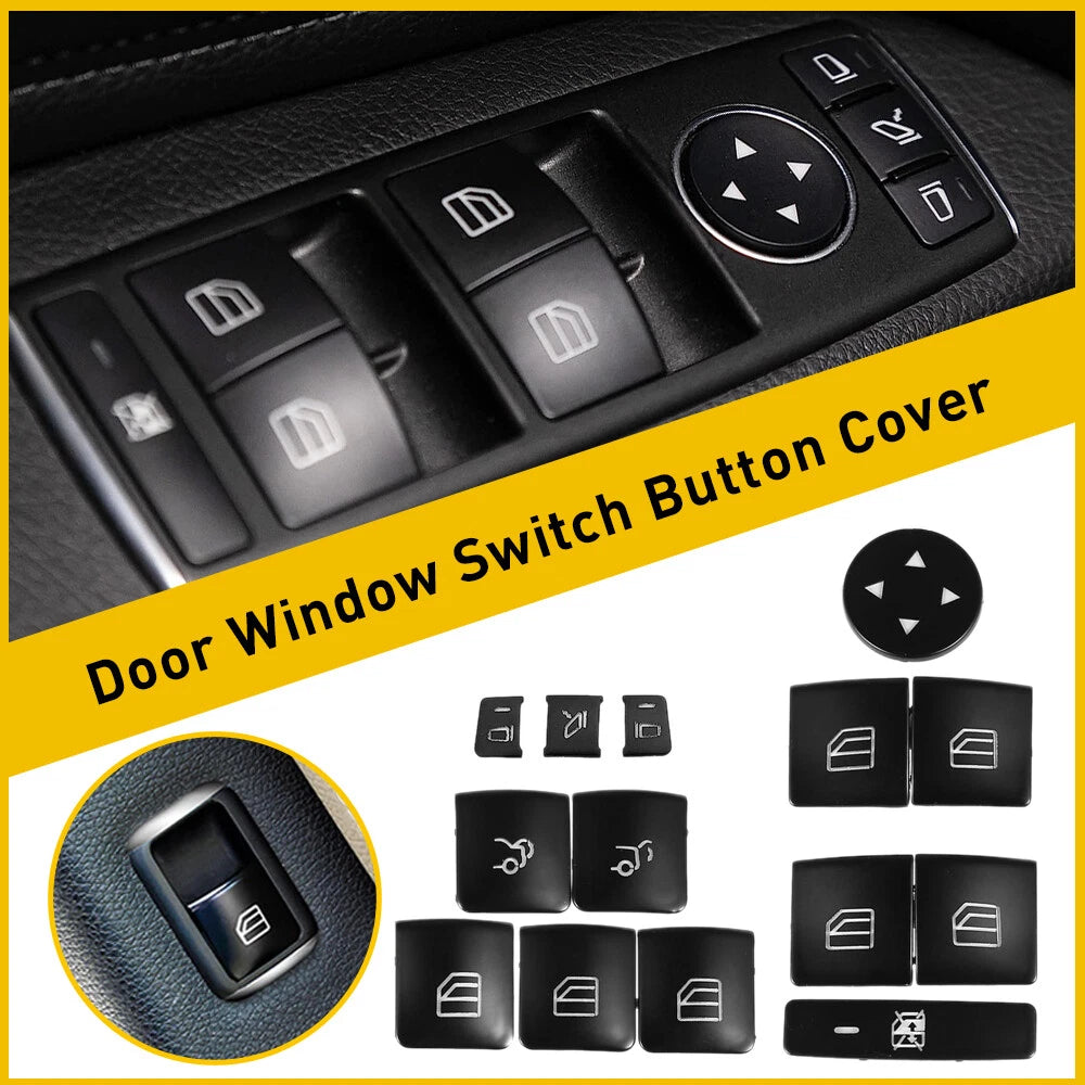Set of 14 Door Window Switch Button Stickers for Mercedes-Benz GLA250 (2014–2017)