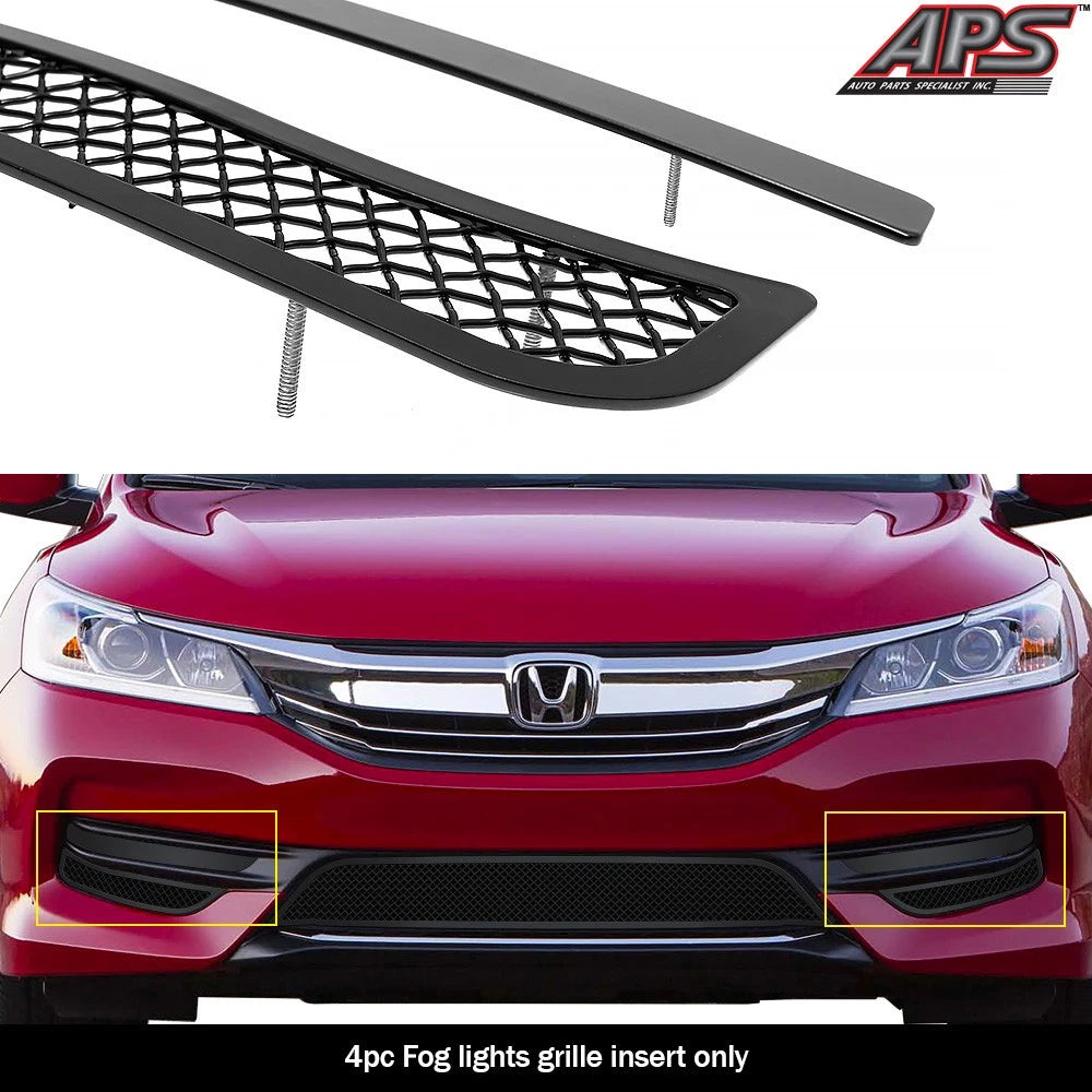 Fog Light Cover for Honda Accord Sedan (2016–2017) Stainless Black Mesh
