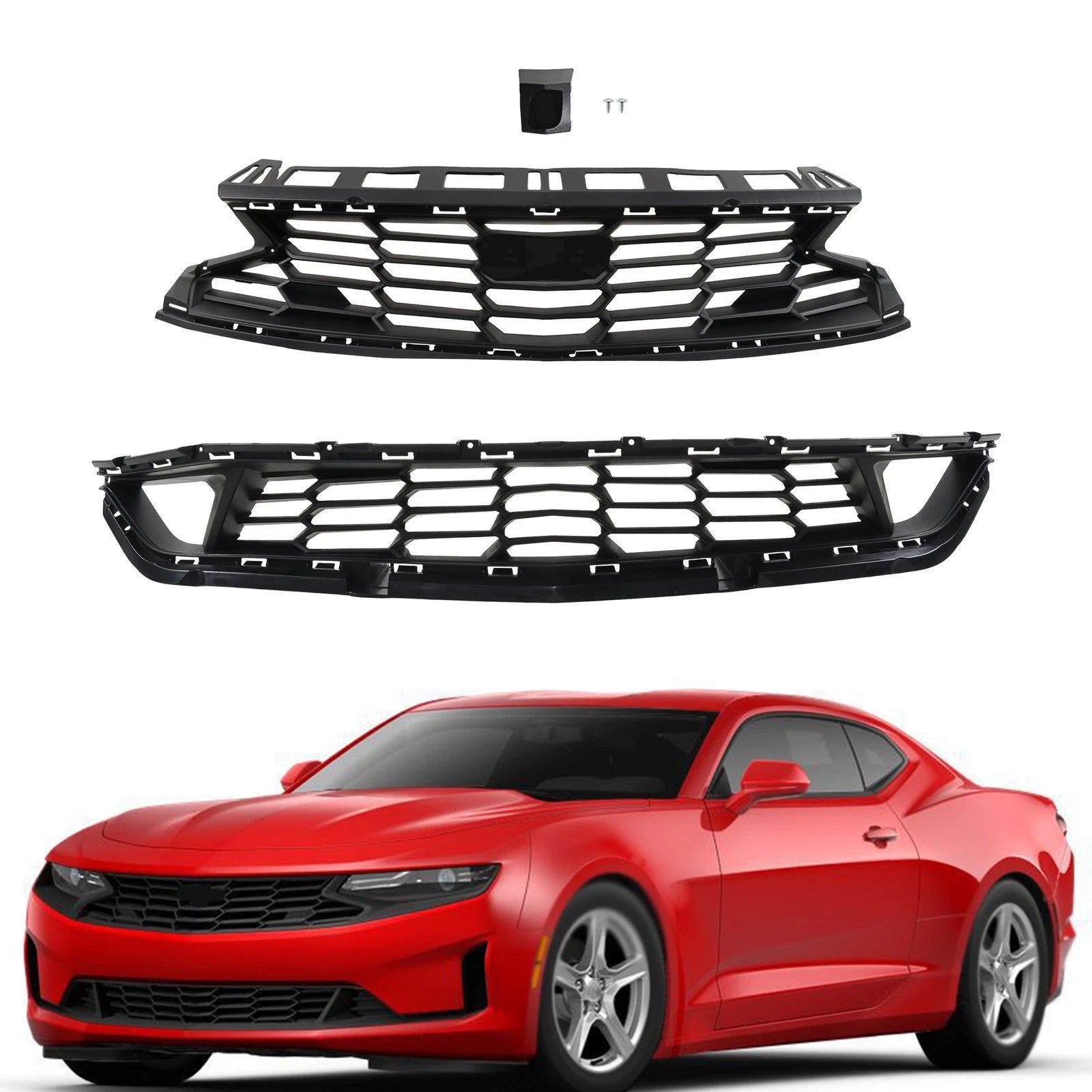 Front Bumper Upper & Lower Grille for Chevrolet Camaro LT/LS (2019–2024)