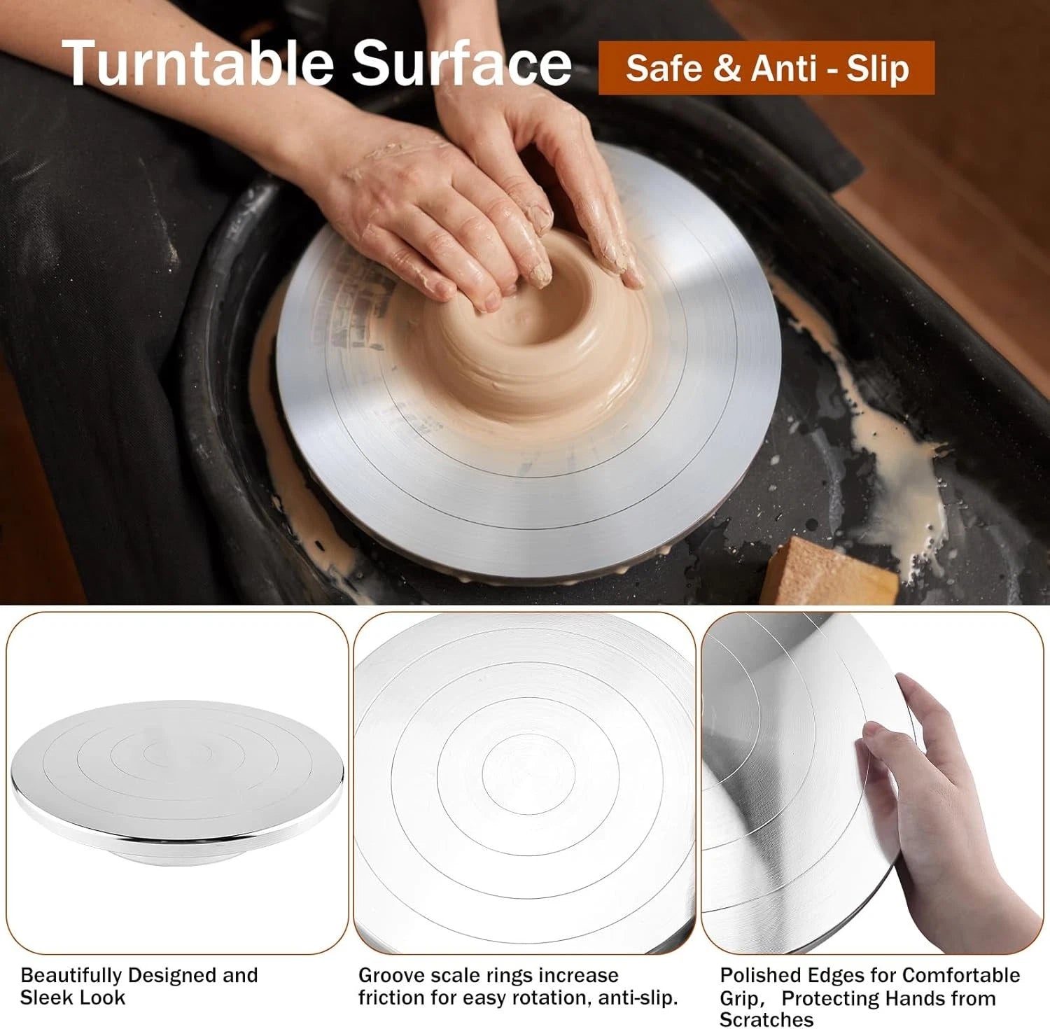 12 Inch Double-Sided Banding Wheel for Pottery Sculpting