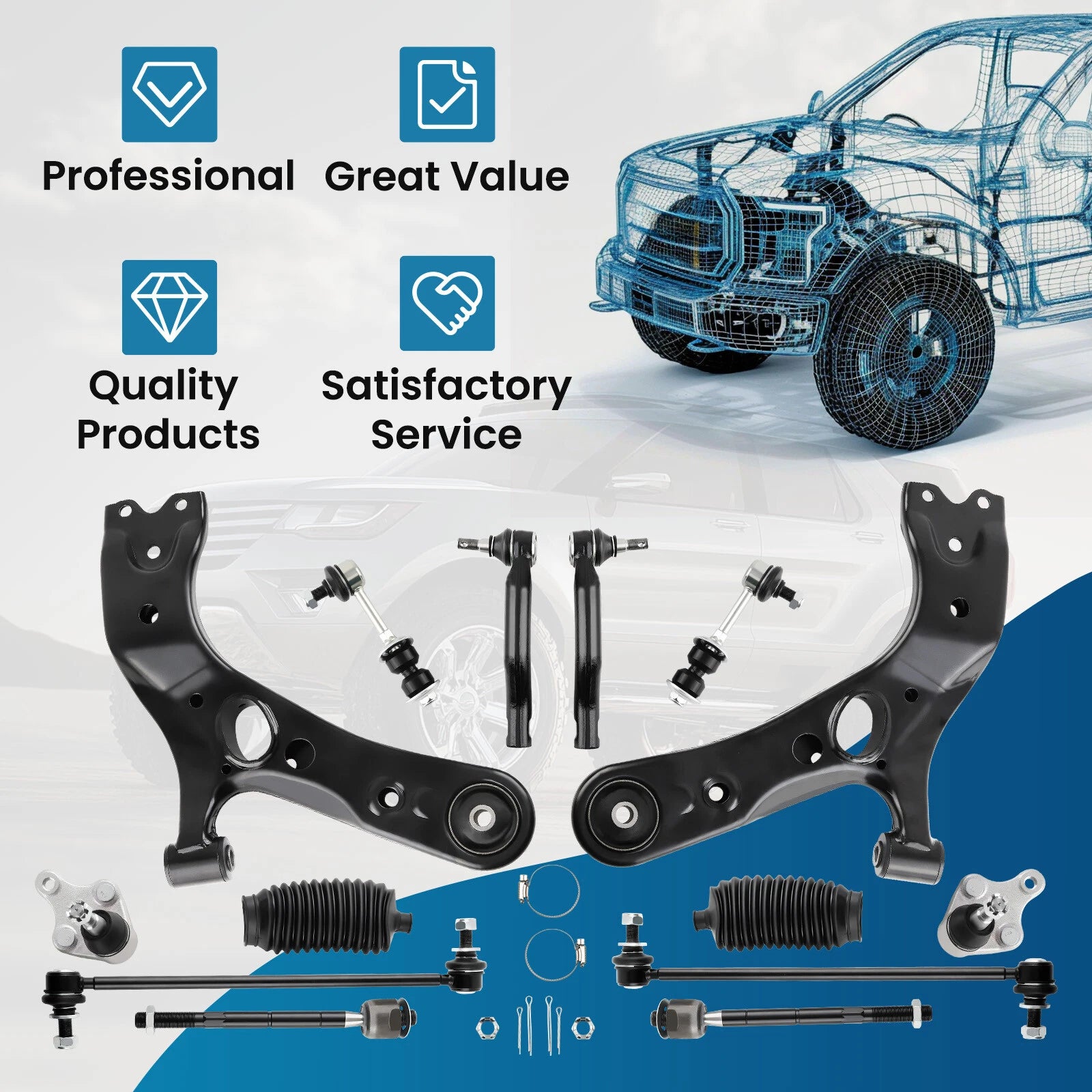 14Pcs Front Lower Control Arm Set for Toyota RAV4 (2006-2018)