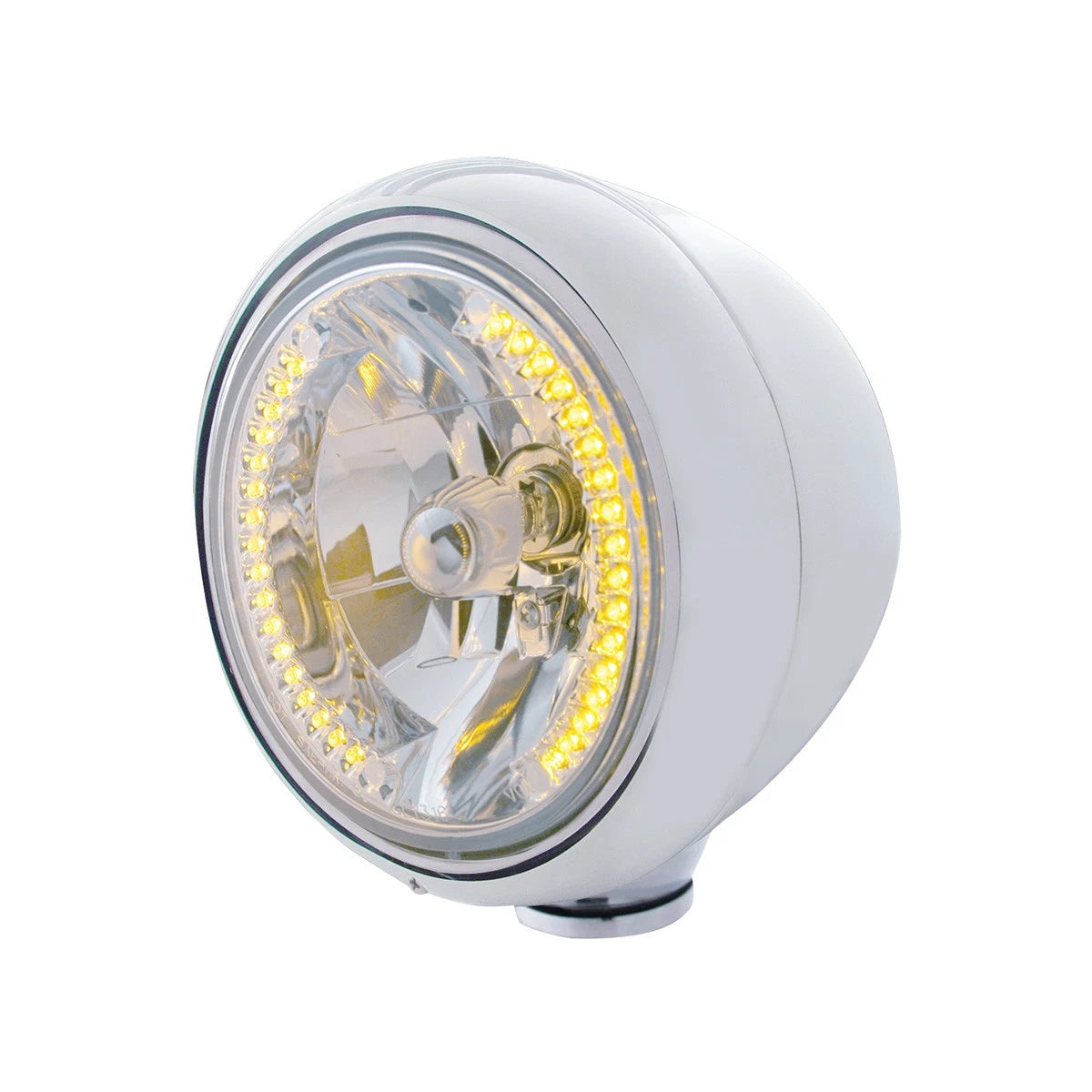 H4 Headlight Bulb Amber LED 34 Stainless Steel Guide for Universal Use