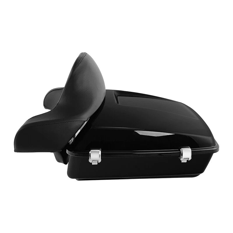 Black Chopped Trunk Backrest Mount Rack Plate for Harley Touring (2014–2026)