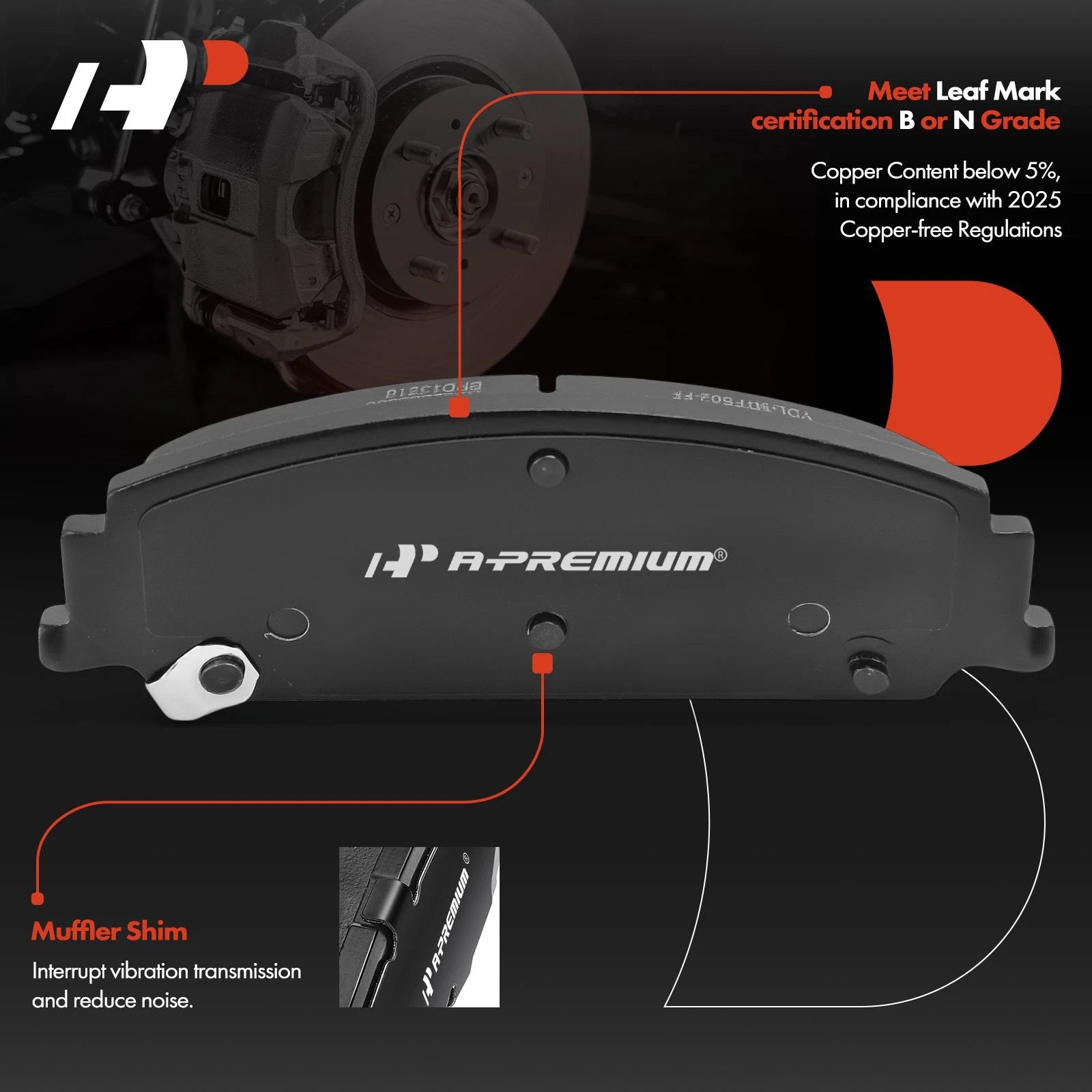 Front Ceramic Brake Pad Set for Pontiac G8 (2008-2009)