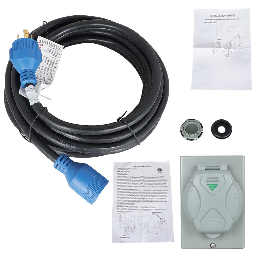 30Amp Generator Cord for Power Inlet Box (25 Feet, Waterproof)