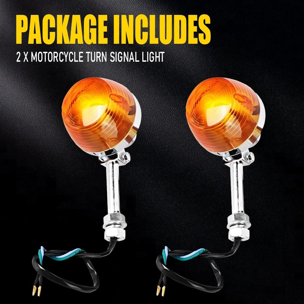 2PC Turn Signal Indicator Amber Blinker Light for Universal Motorcycle