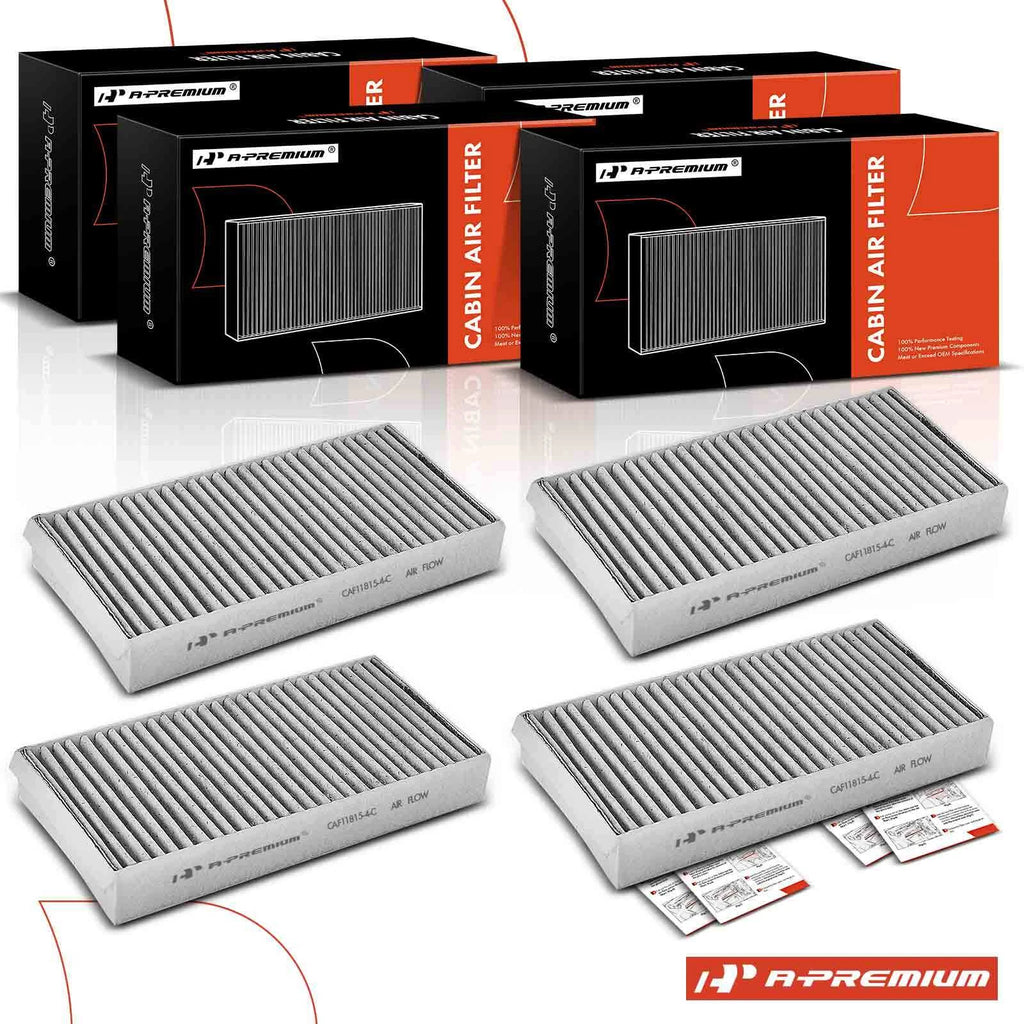 Set of 4 Activated Carbon Cabin Air Filters for Benz E350, BMW i3, Mini Cooper