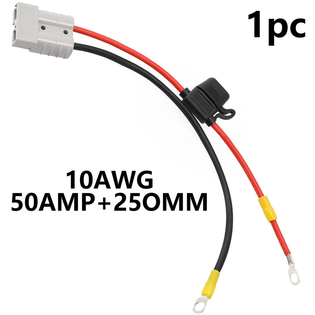 30CM 50Amp Connector Cable Kit with M8 & 10A Fuse for Forklift