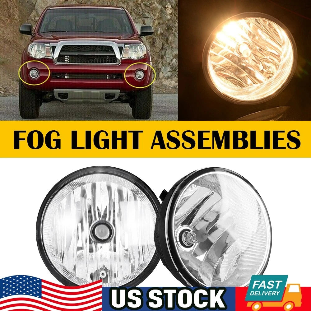 Pair Bumper Fog Light Lamps with Bulbs for Tundra Tacoma (2005–2013)