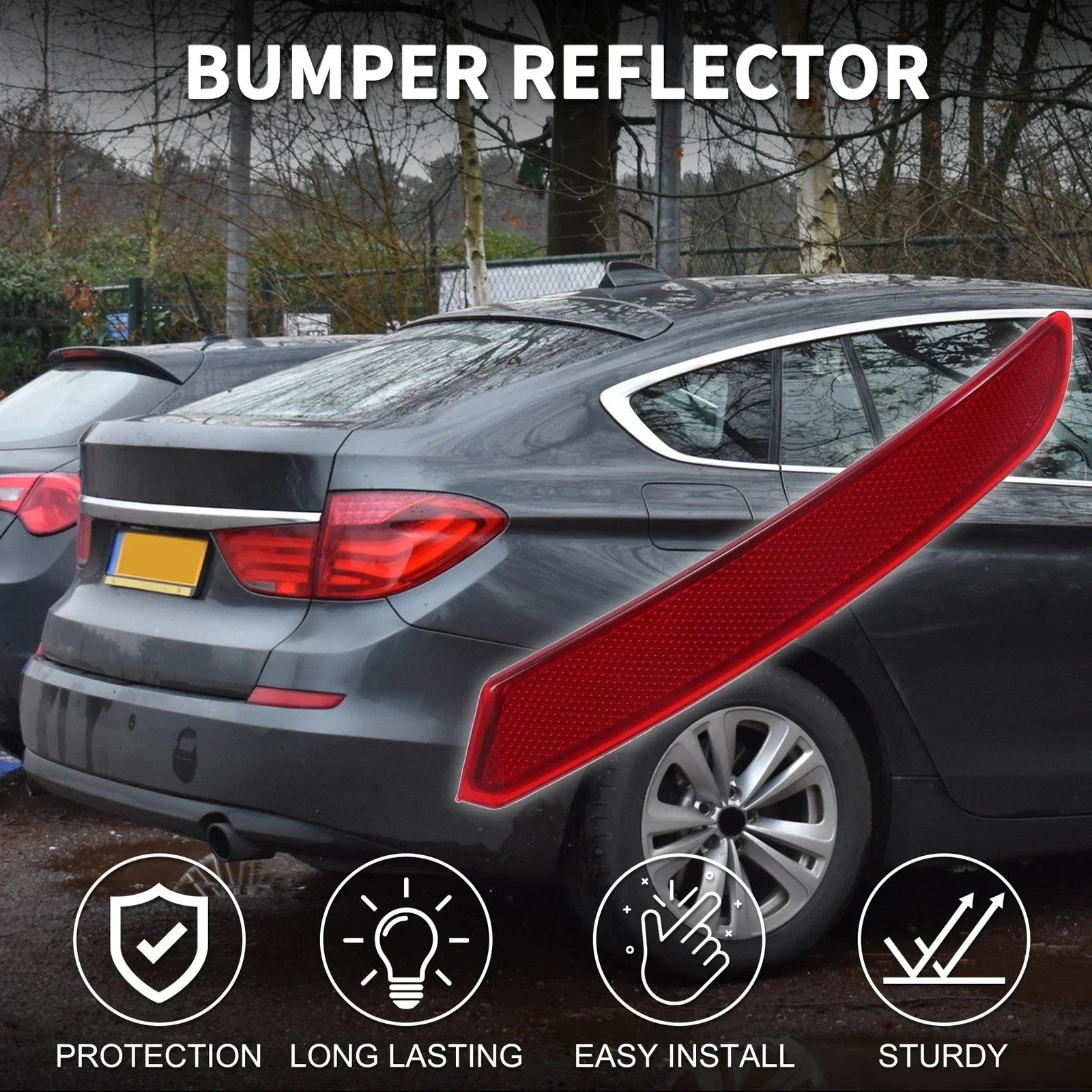 Rear Right Bumper Reflector for BMW 535i GT Red (2010-2013)