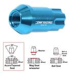 20Pc M12X1.5 Sky Blue JDM Open End Aluminum Spline Wheel Lug Nuts + Key
