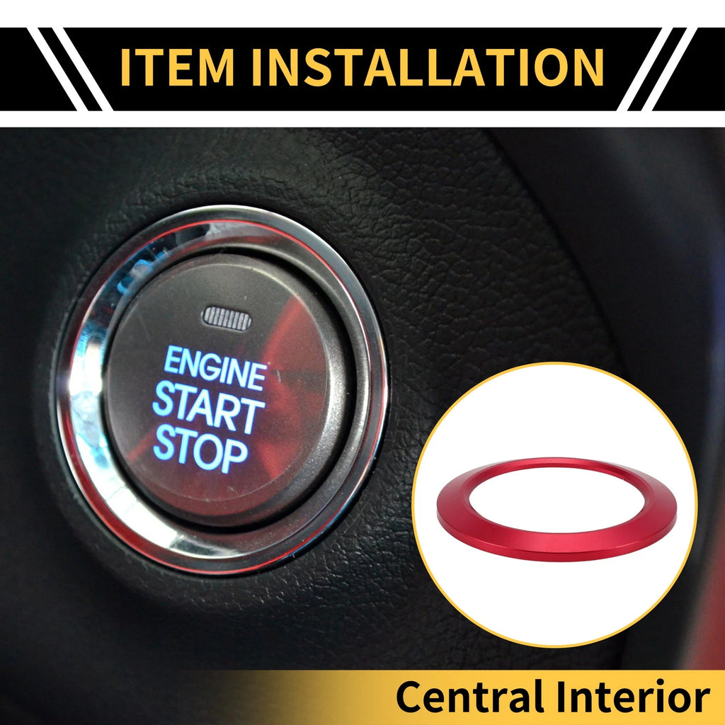 Engine Start Stop Button Switch Knob Cover Ring for Ford F-150 (2016–2021) Red