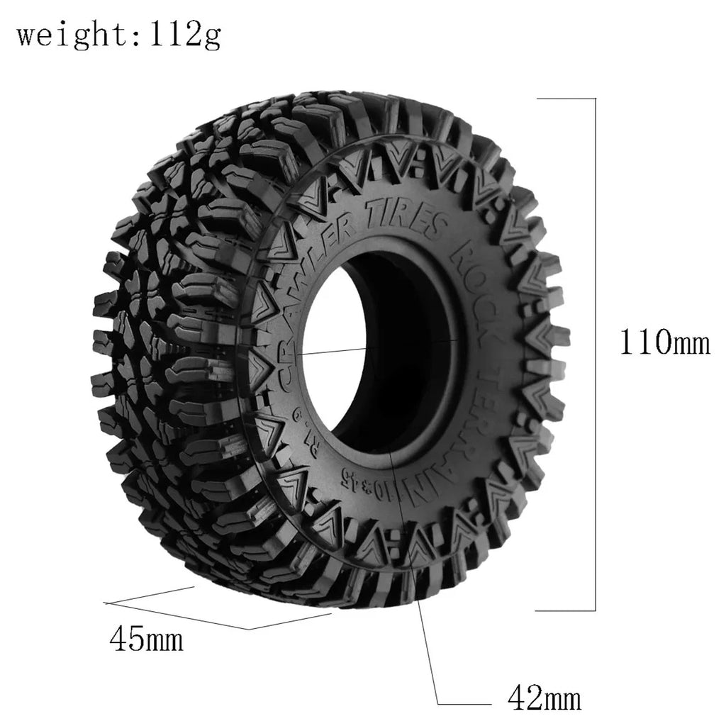 110mm Mud Terrain Rubber Tire for Axial SCX10, TRX4 (1/10 RC Crawler)