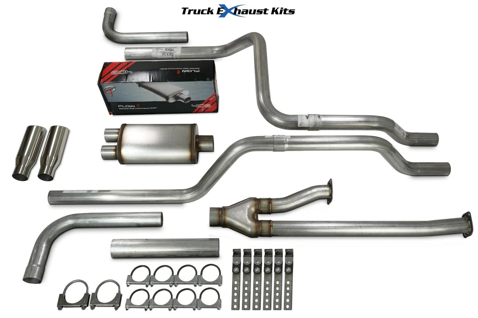 2.5" Dual Exhaust Kit for Toyota Tundra (2014–2021) Flow II Side Rolled Tip