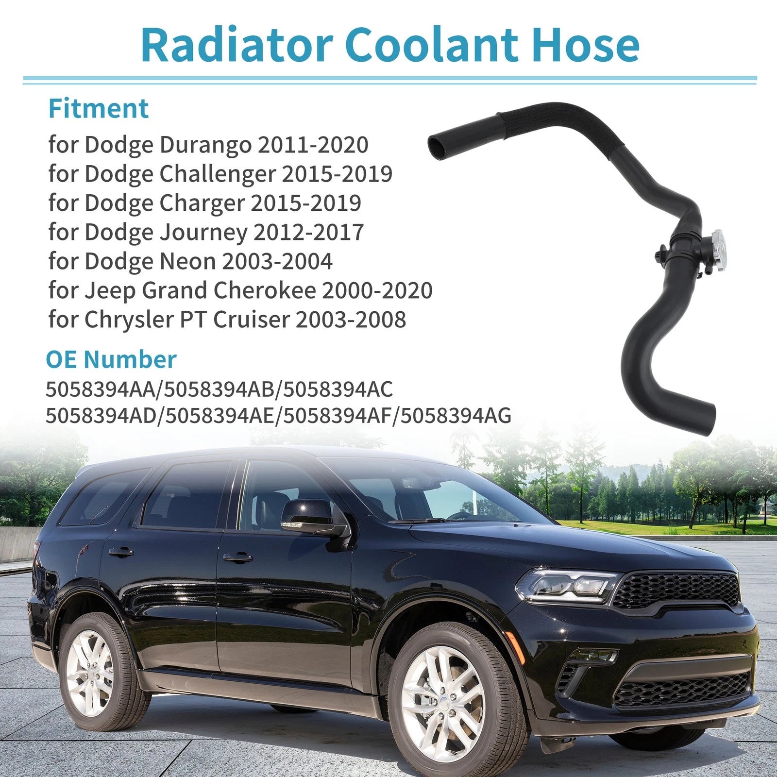 Upper Engine Radiator Hose for Dodge Durango (2011–2020) No. 5058394AA/5058394AB