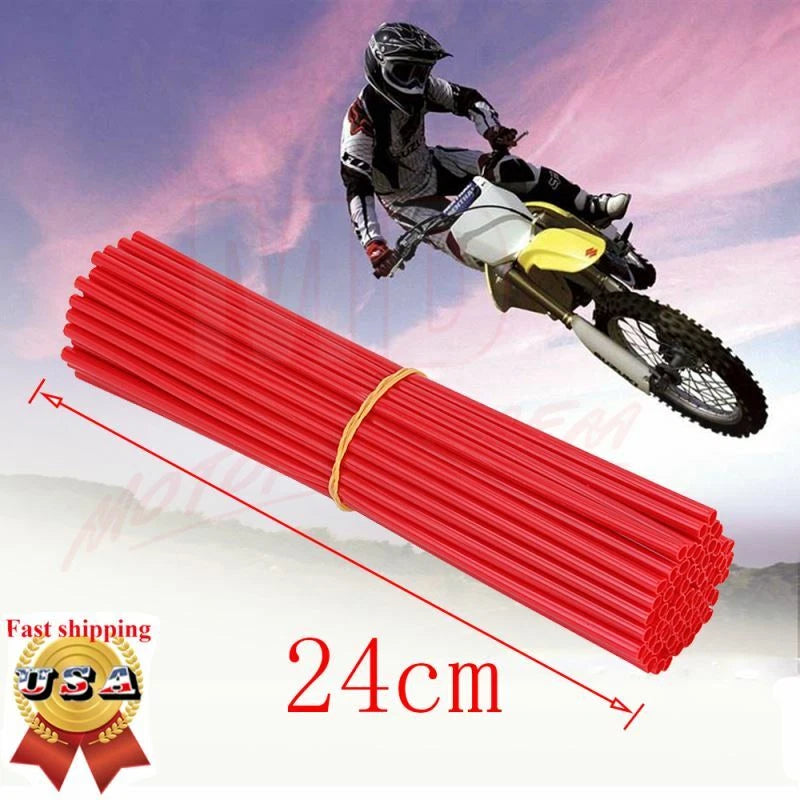 72X Wheel Spoke Wraps for Motorcycle Motocross Bike (Red)