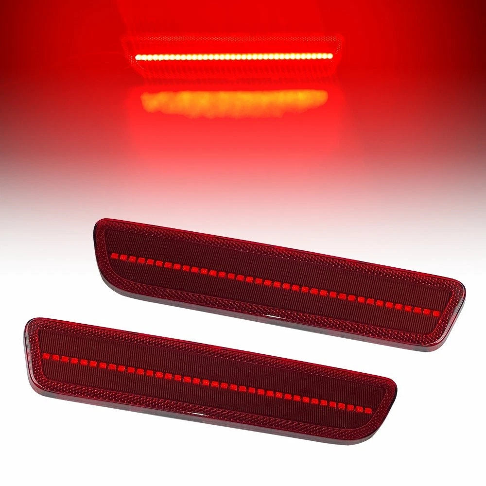 2X Rear Bumper Reflector Side Marker Light Red Lens for Ford Mustang (2005–2009)