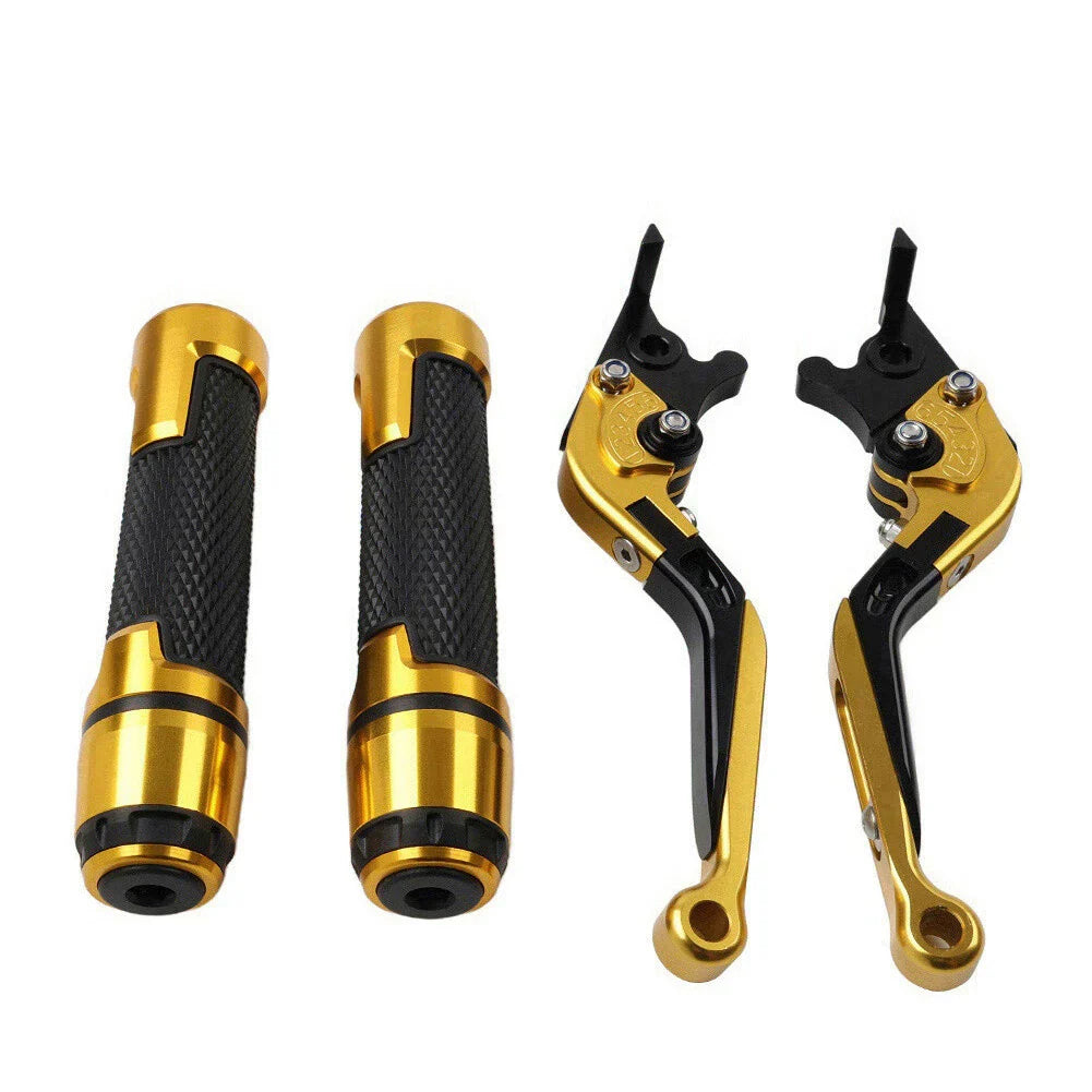 Gold Extendable Brake Clutch Levers & Handlebar Grips for Suzuki GSXS125