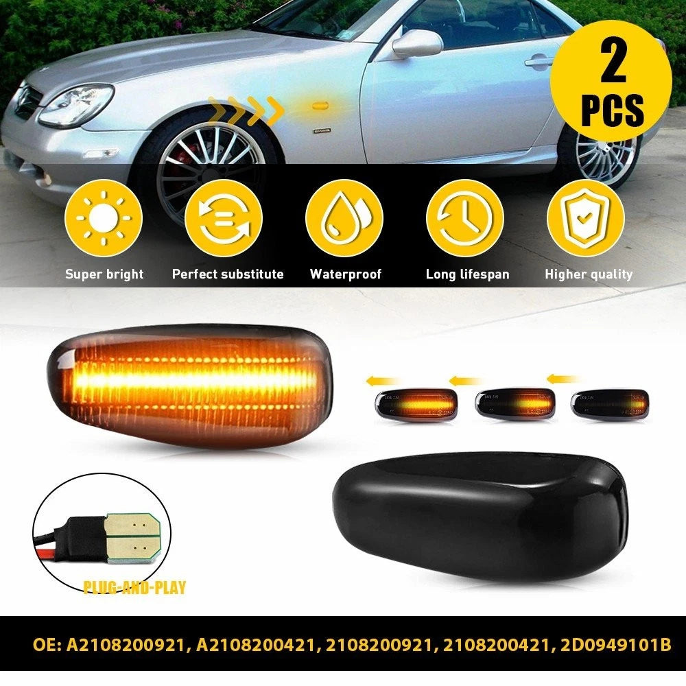 Smoked Amber LED Turn Signal Side Marker Light for Mercedes SLK CLK E-Class