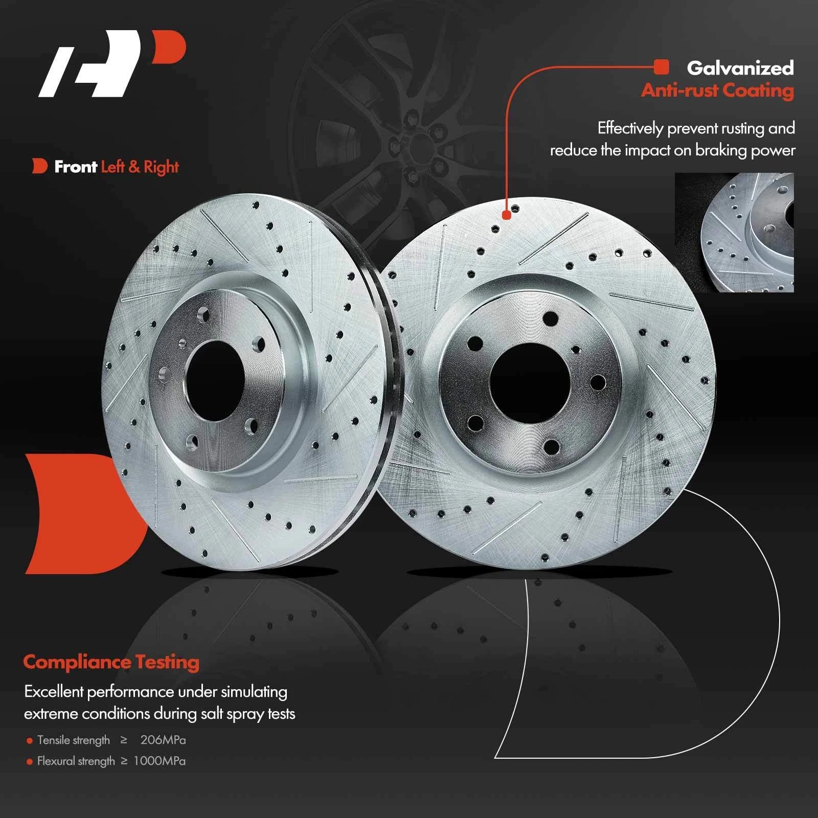 Front Drilled Brake Rotors & Ceramic Pads for Nissan Maxima (2004–2008)