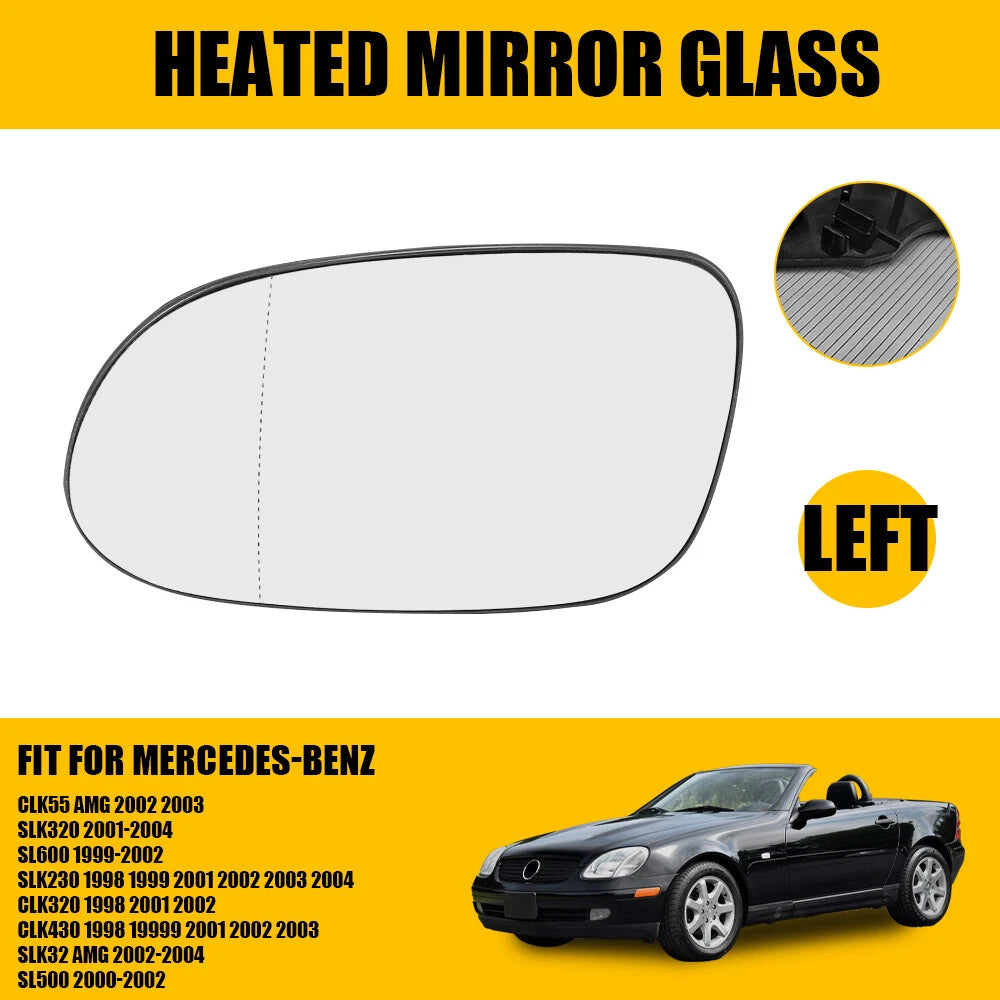 Heated Rearview Mirror Glass w/Backing for Mercedes-Benz CLK320 CLK430 (H)