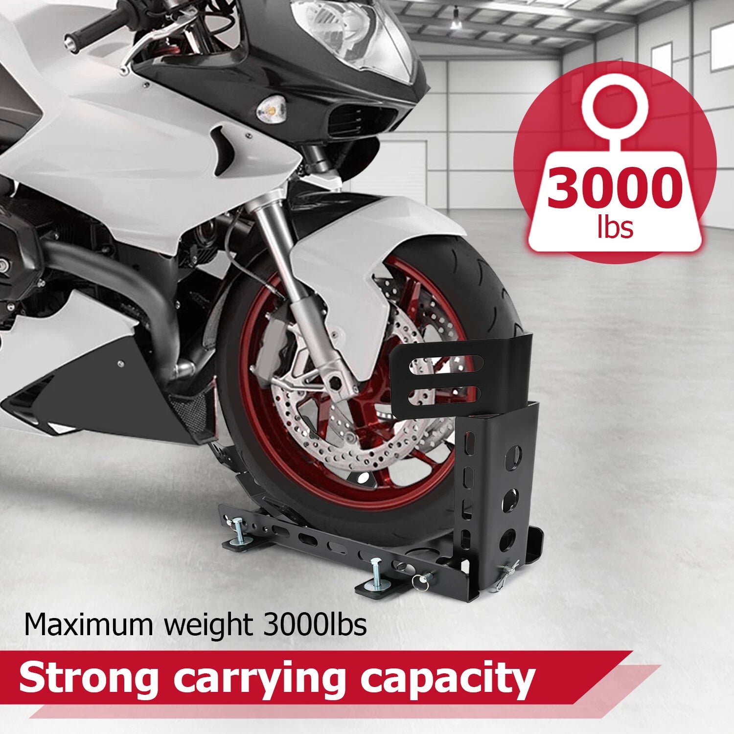 Wheel Stop Chock Stand for Motorcycle (3000lbs Capacity)