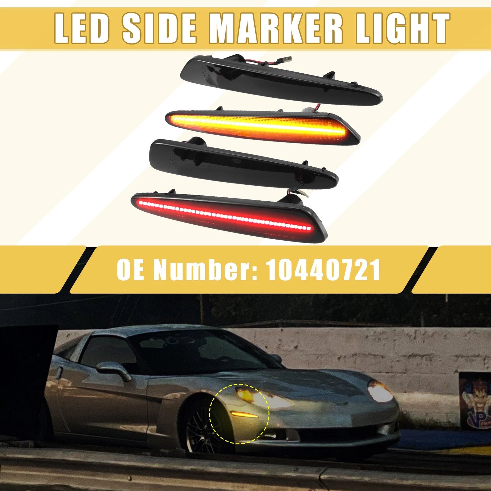 2X Front Rear LED Side Marker Light for Chevy (10440721, 718844746205)