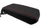 Leather Console Lid Armrest Cover for Hyundai Sonata (2015–2019) Red Stitch