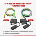 Set of 5 Way Male & Female Plug RV Trailer Light Wiring Harness Adapter