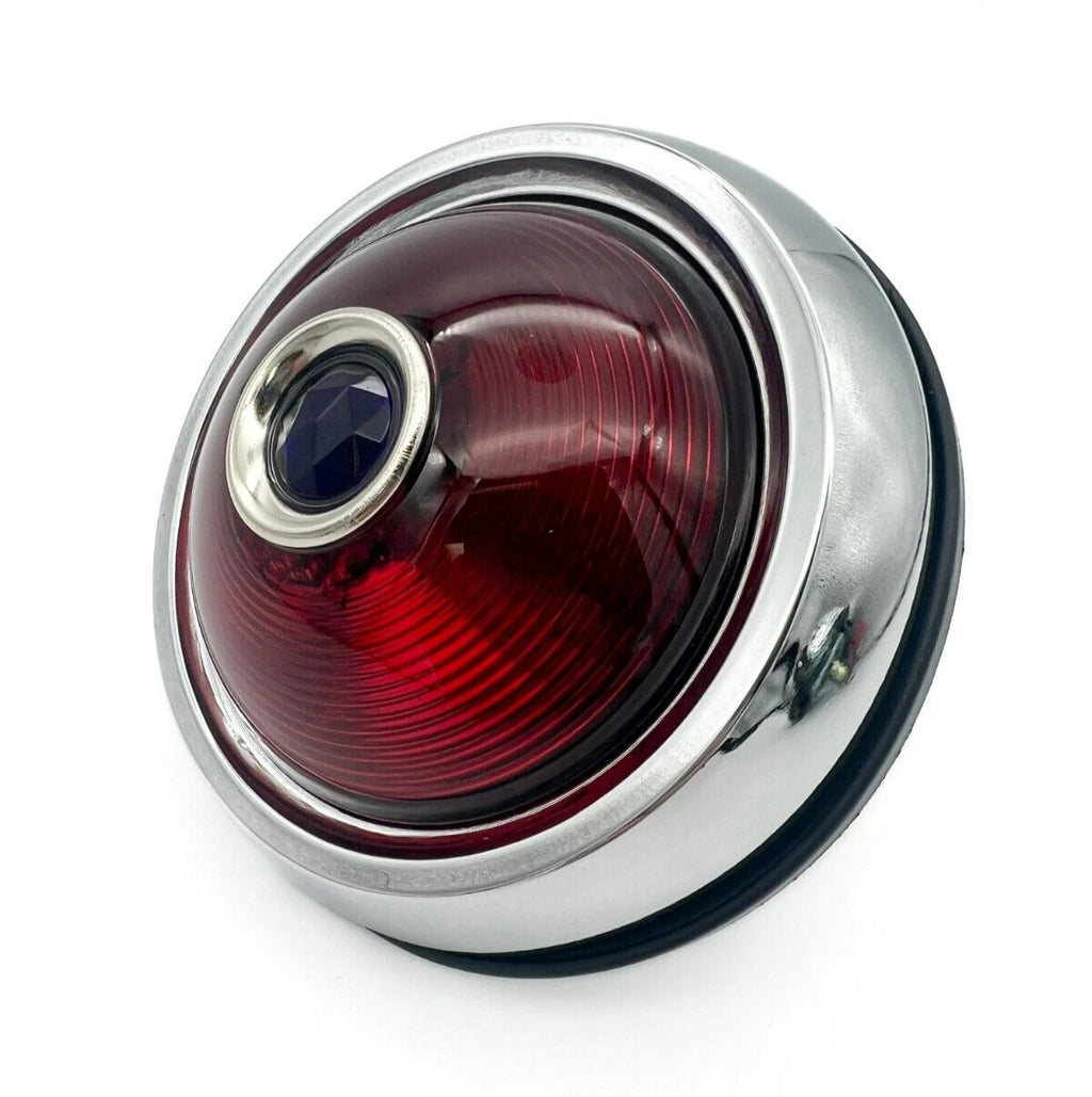 Tail Lights Pair with Blue Dot for Pontiac 1950 Round Style Glass Lens