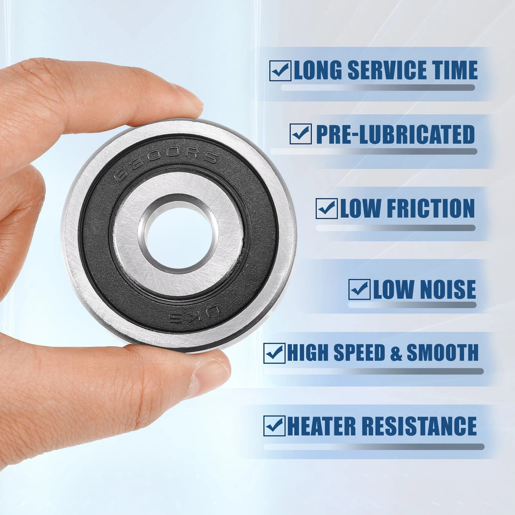 10 Pcs Double Rubber Seal Ball Bearings 6300-2RS for Cars (Various Models)