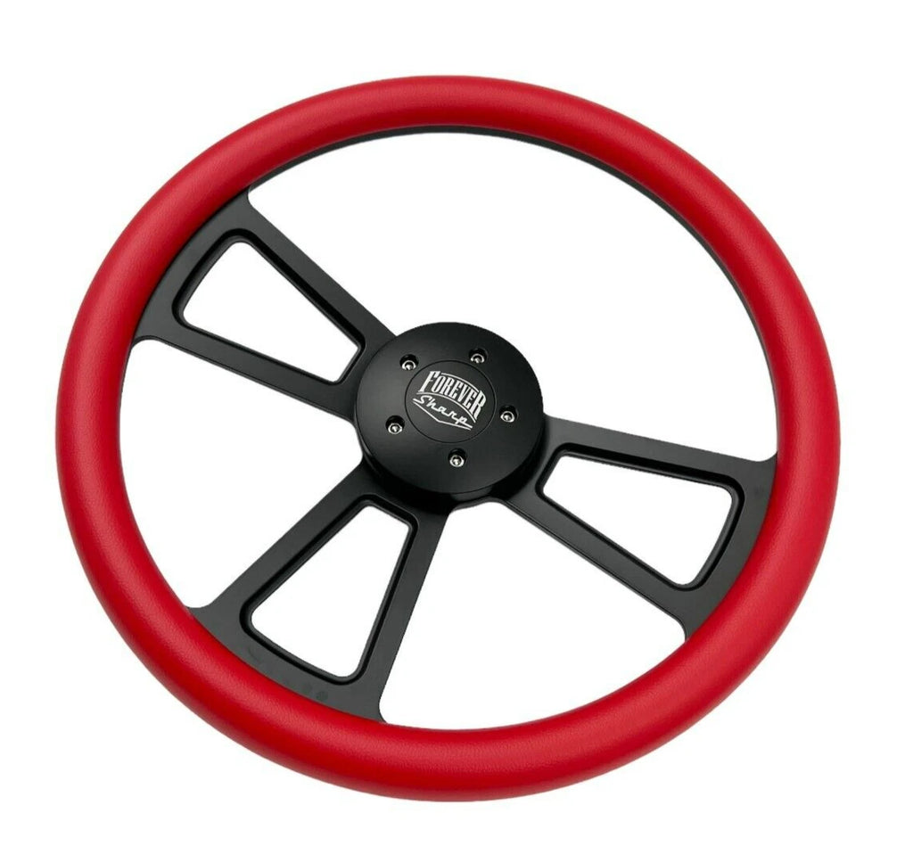 5 Hole Steering Wheel Wrap Black Red for Peterbilt Kenworth Freightliner (18")