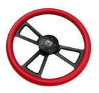 5 Hole Steering Wheel Wrap Black Red for Peterbilt Kenworth Freightliner (18")