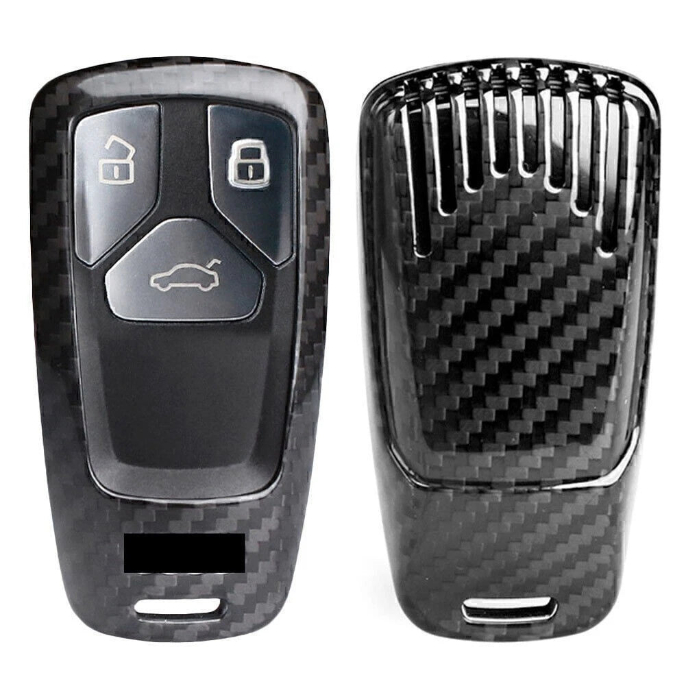 Remote Key Fob Cover Case for Audi A4 A5 TT Q7 (2016–2018) Carbon Fiber Black