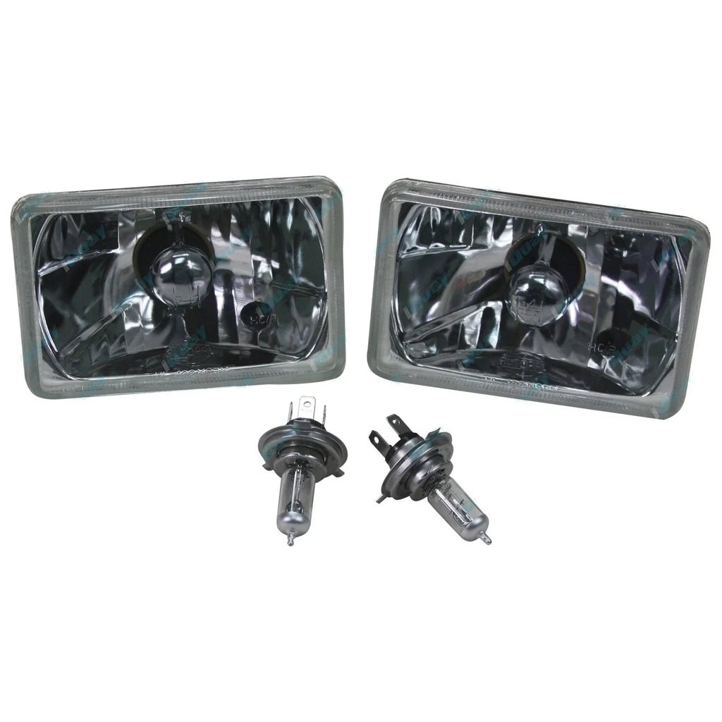 Rectangle 165mm x 100mm Crystal Headlights Lamp Halogen Conversion Kit H4 60/55w