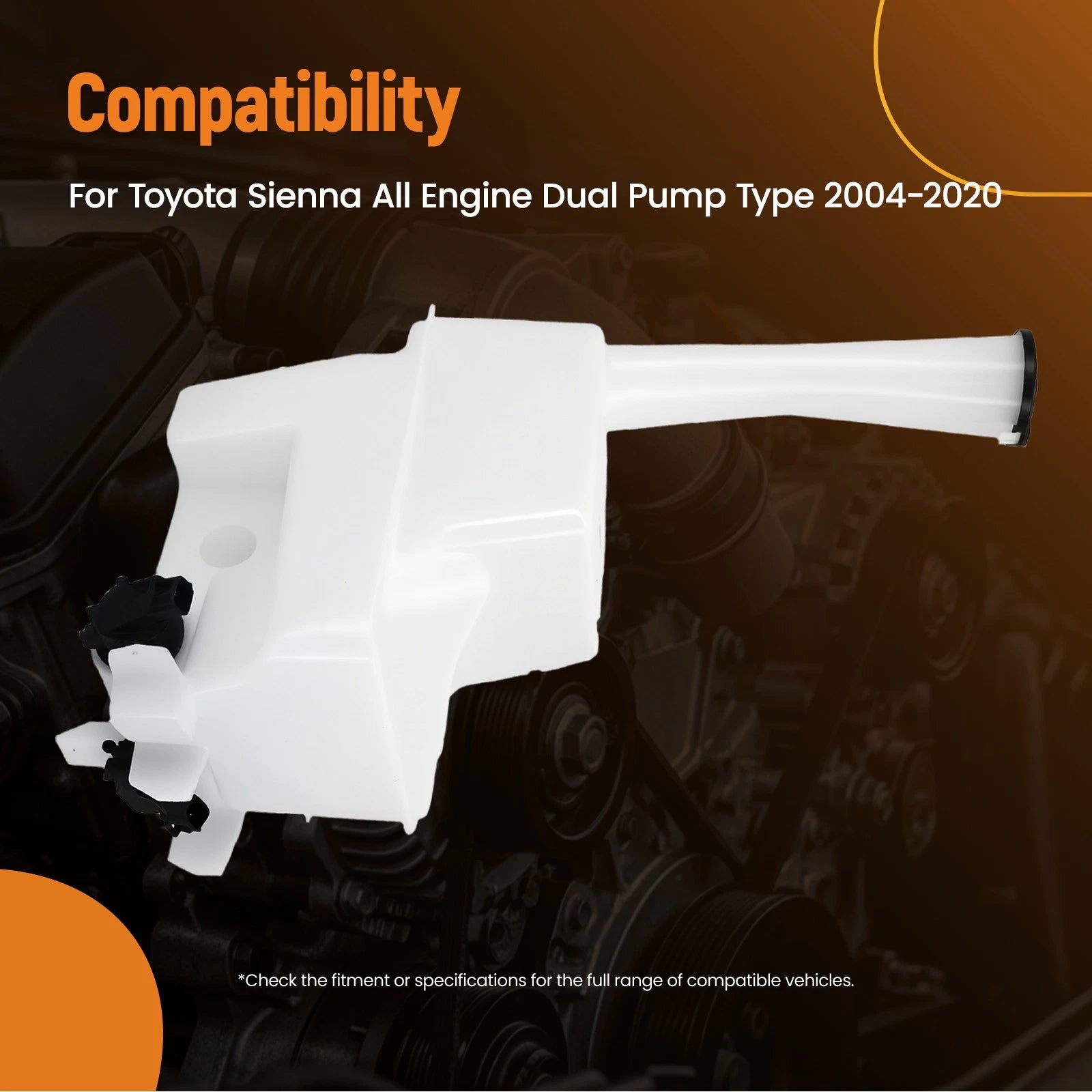 Washer Fluid Reservoir Tank w/ Pump for Toyota Sienna (2004–2020) 85315AE010