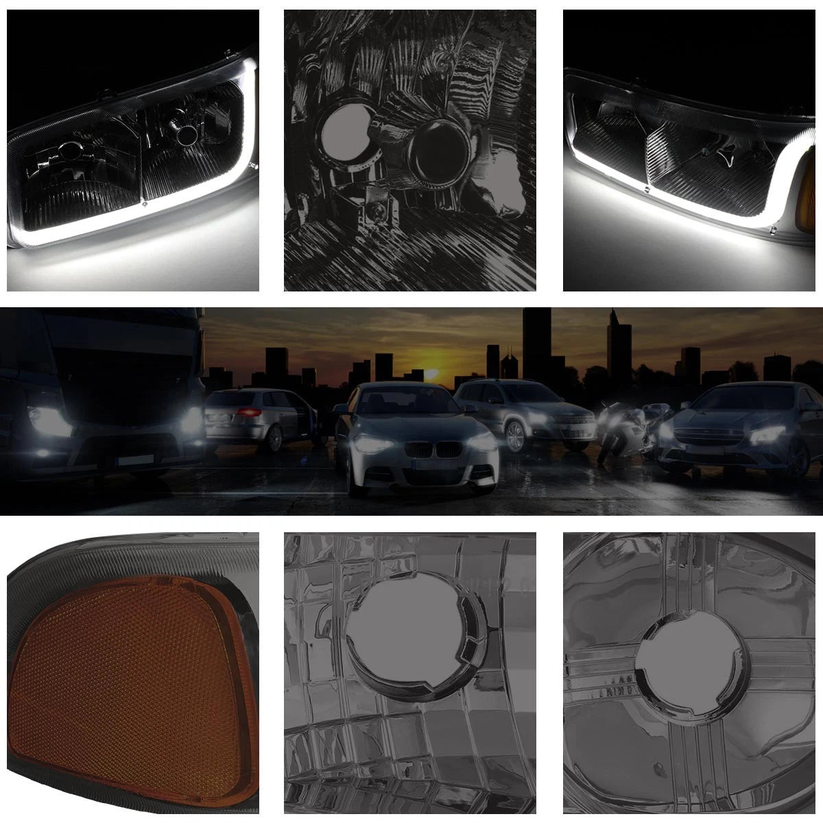 Headlight with LED DRL for GMC Sierra/Yukon Denali (2001–2007) Smoked Lens