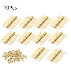 10pcs Antique Mini Hinges for Wooden Box Jewelry Chest Dollhouse (25x18mm) Gold