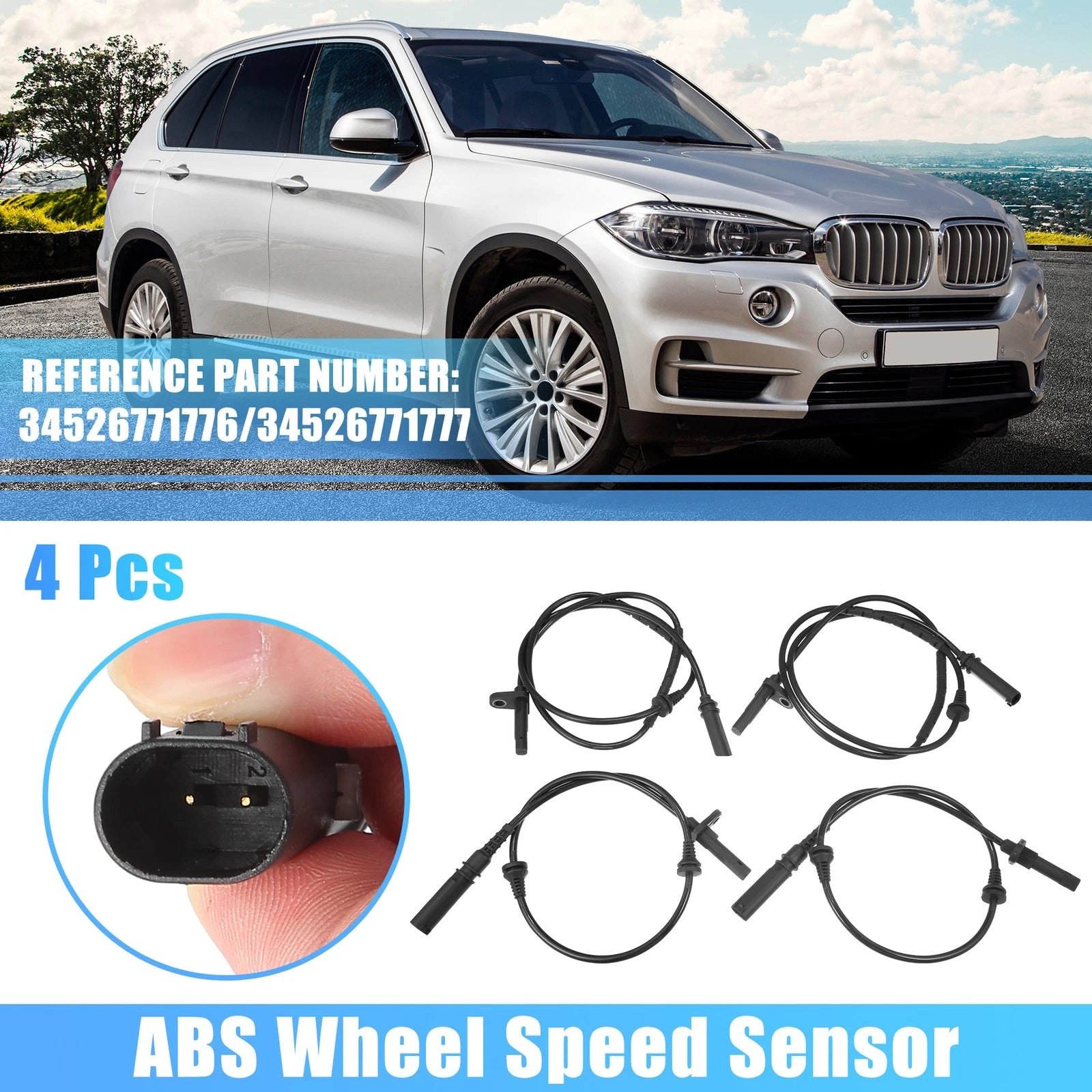 4Pcs ABS Wheel Speed Sensor for BMW X5 (2000–2006) No. 34526771776