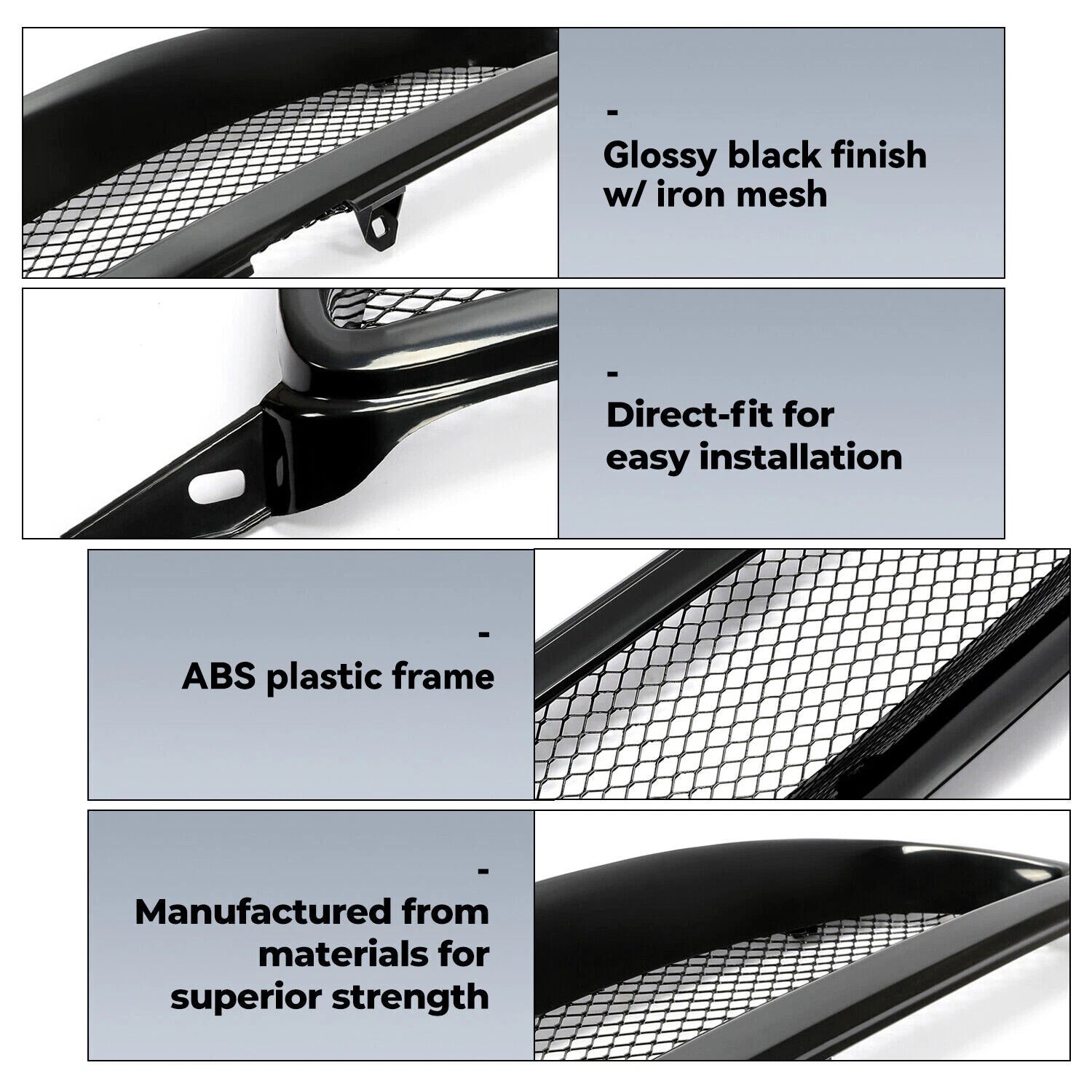 Gloss Black Bumper Grill Mesh Grille for Toyota Corolla (2003–2007)