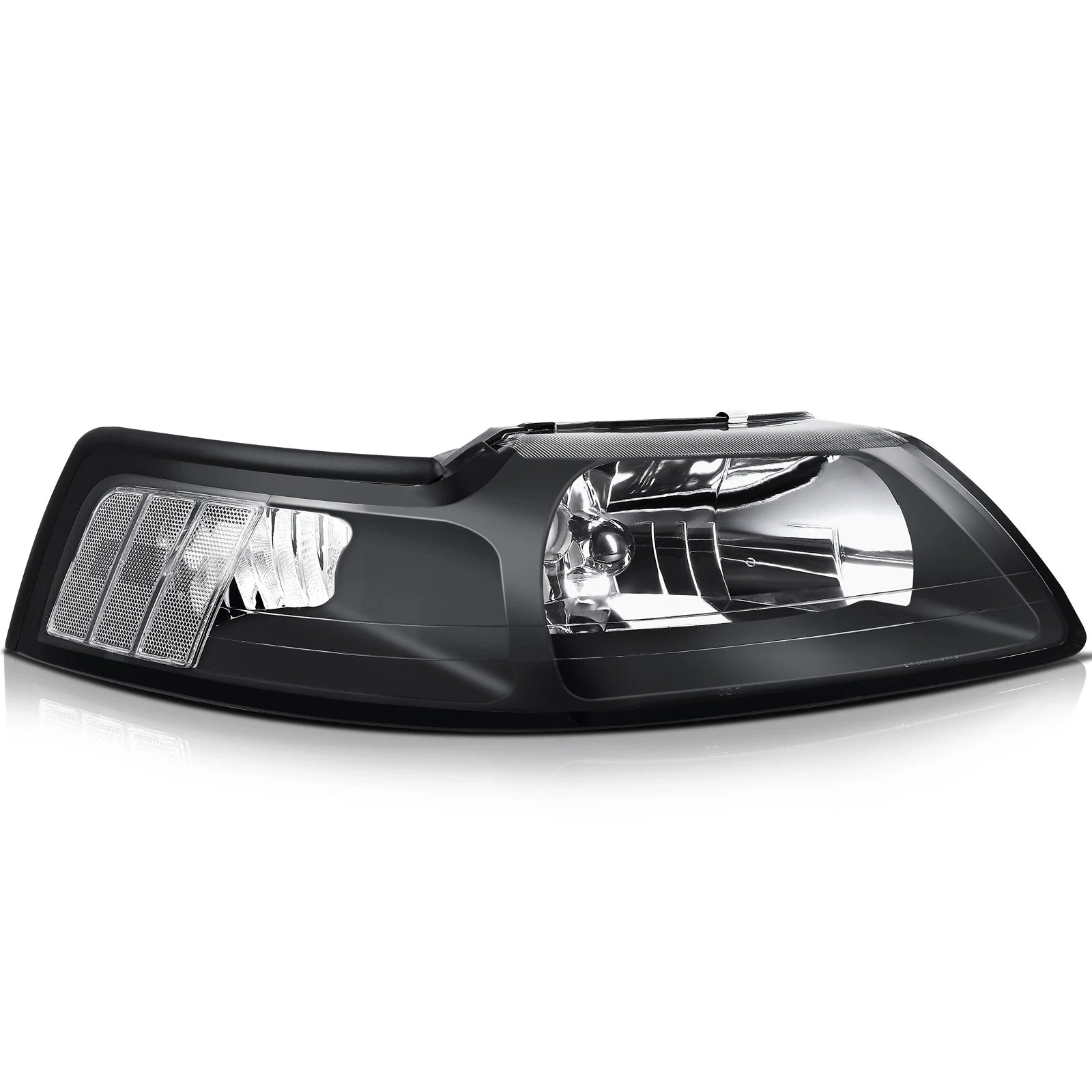 Headlight Assembly Lamps Pair for Ford Mustang (1999–2004) Black Housing Clear Lens