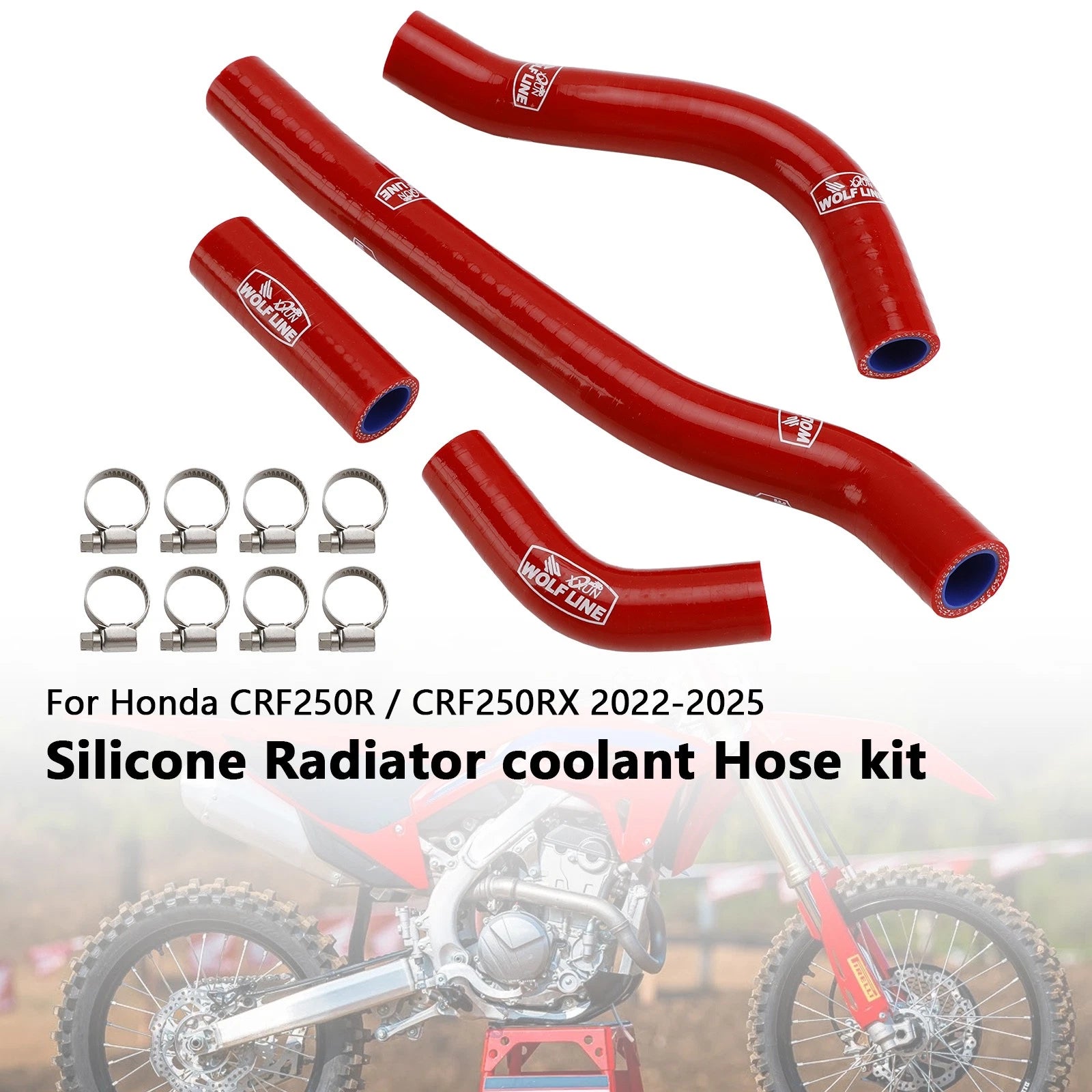 Silicone Radiator Coolant Hose for Honda CRF250R CRF250RX (2022–2025) Red