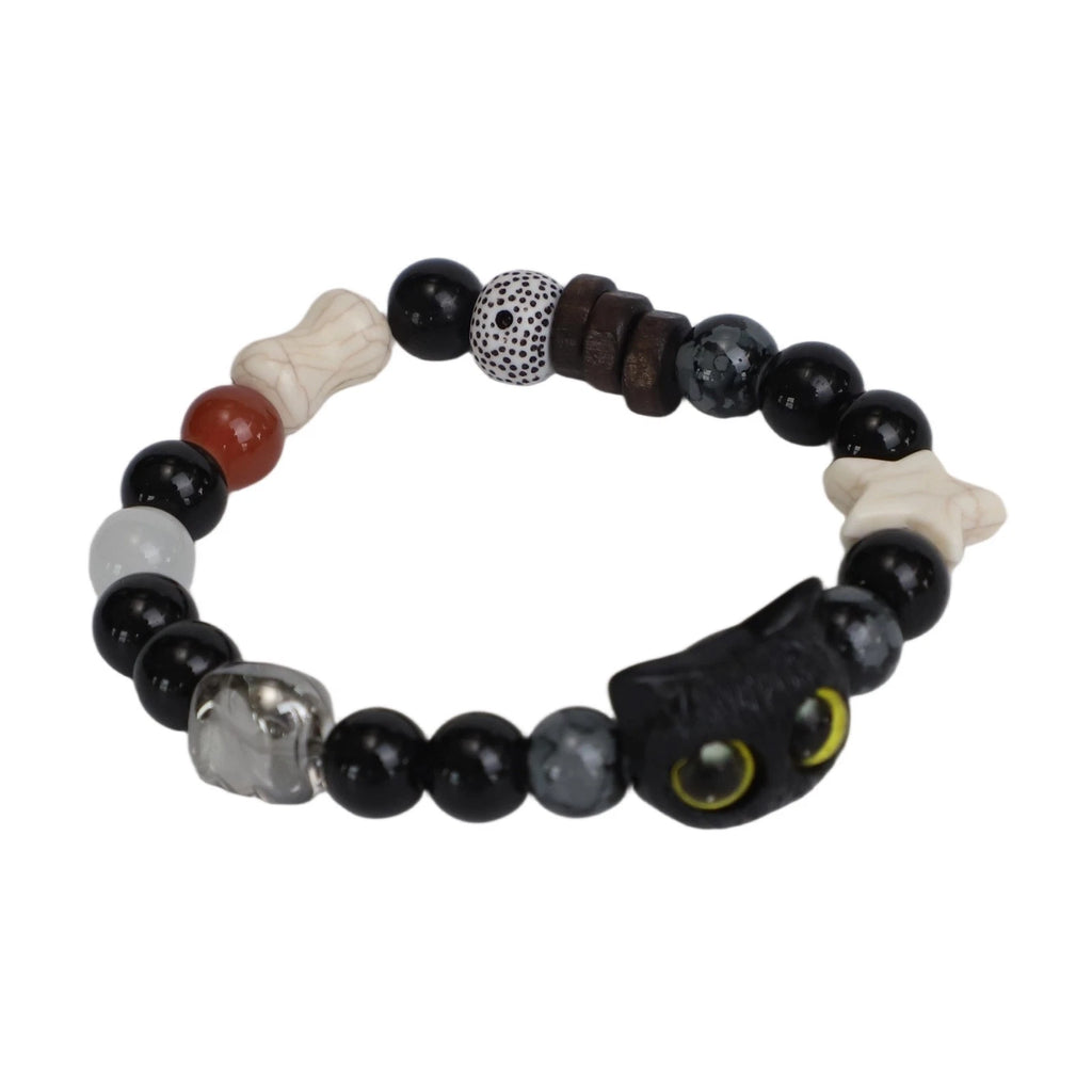 Set of 4 Beaded Kitty Bracelets for Cat Lovers