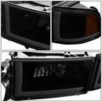 LED DRL Tinted Amber Side Headlight Lamps for Dodge Ram Truck (1994–2002)