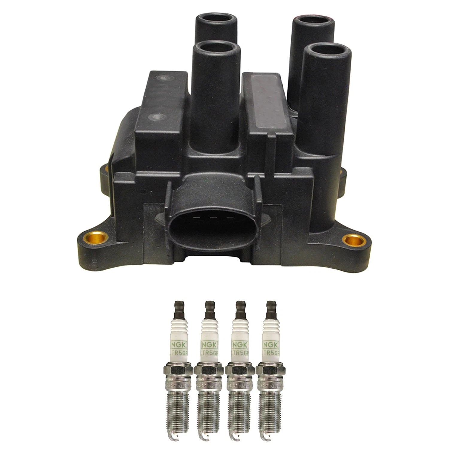 Denso Ignition Coil & NGK 4 G-Power Platinum Spark Plugs for Ford Focus (2000–2011)